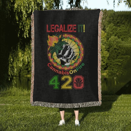 Comedic 420 Legal Herb Weed Marijuana Design Woven Blankets