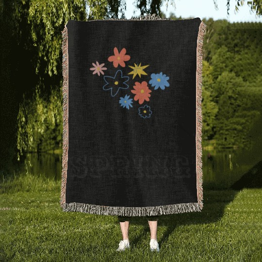Hello Spring Flower Season Woven Blankets