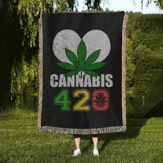 Sidesplitting 420 Love Herb Weed Marijuana Design Woven Blankets
