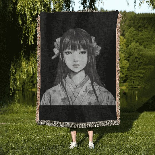 Beautiful Asian Girl Woven Blankets