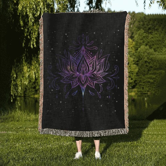 Celestial Flower Radiant Lotus Bloom Woven Blankets
