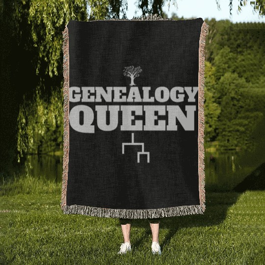 Genealogy Queen Family Lineage Women's Genealogist Woven Blankets