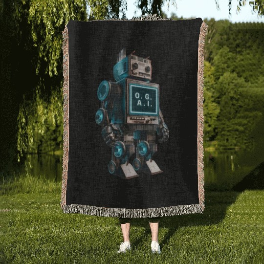 OG AI Robot Art Woven Blankets