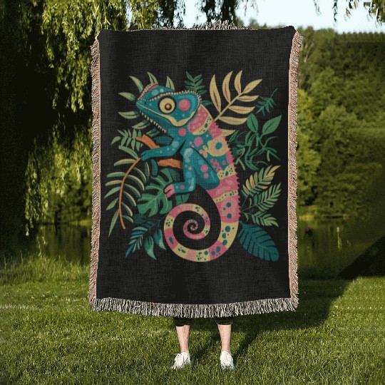 Chameleonaire A Rich Lizard for Lizard Pet Lover Woven Blankets