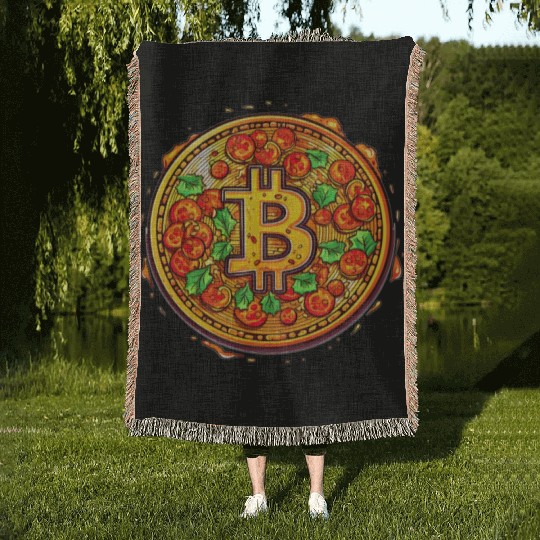 Pizza Bitcoin Funny Mining Crypto Currency Trader Woven Blankets