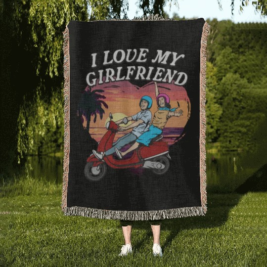 Love My Girlfriend Funny Valentines Day Humor Woven Blankets