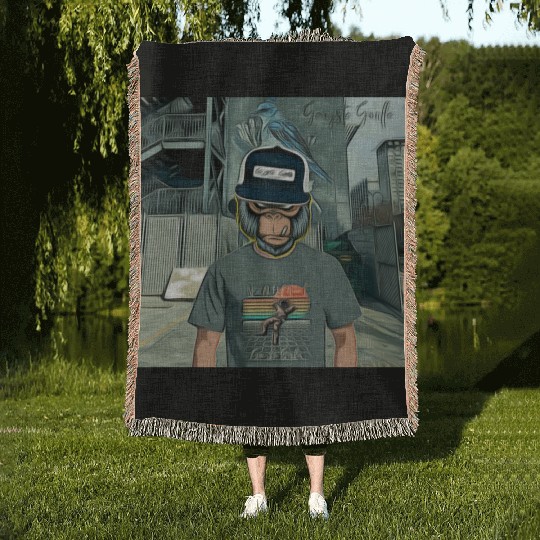 Gangsta Gorilla-Silverback Swanson Gorilla Wear Woven Blankets