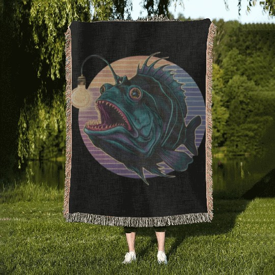 Anglerfish Vintage for Men Women Kid Fish Lover Woven Blankets