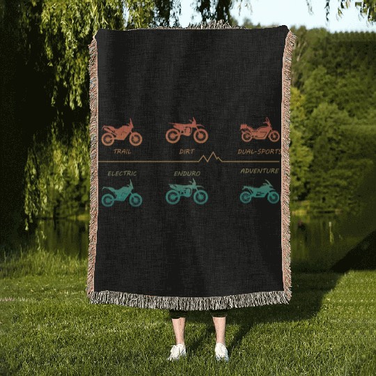 Various Enduro Motocross Motorcycle Types Woven Blankets