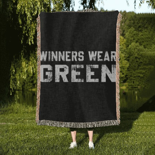 Winners Wear Green Team Spirit Game Competition Woven Blankets