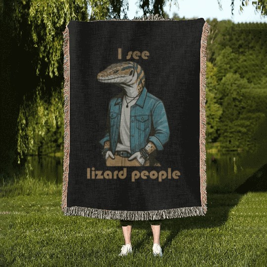 I see lizard people Woven Blankets