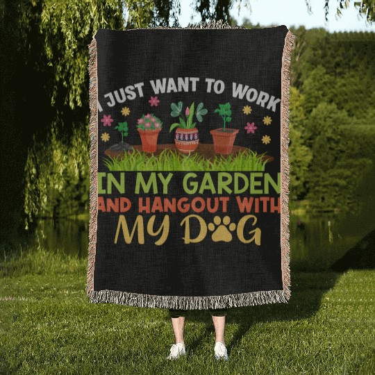 Gardening Dog Lover Gardener Garden Pet Woven Blankets