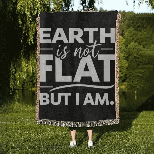 Flat Earth Satire Ironic Jokes Woven Blankets