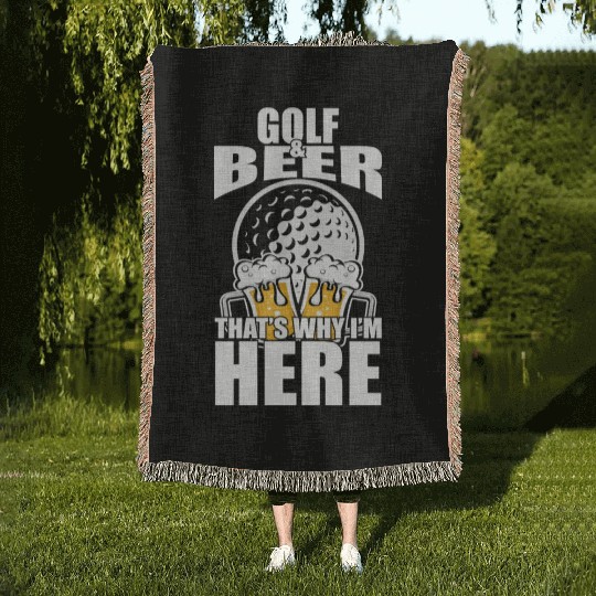 Funny Golf Beer Woven Blankets Funny Picture
