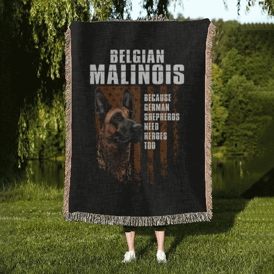 BELGIAN MALINOIS GERMAN SHEPHERDS NEED HEROS TOO Woven Blankets