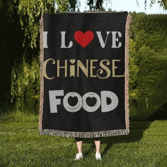 I Love Chinese Food Woven Blankets