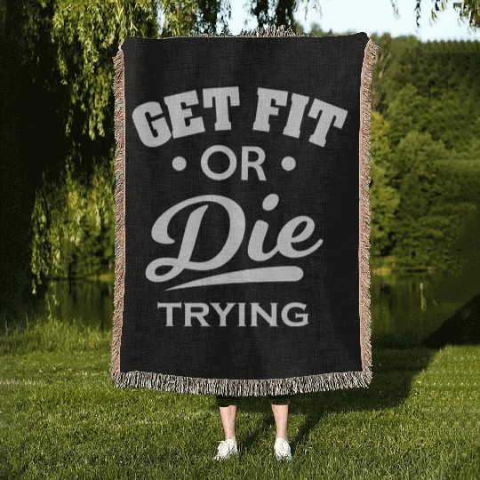Gym Fitness GetFitOrDie Woven Blankets