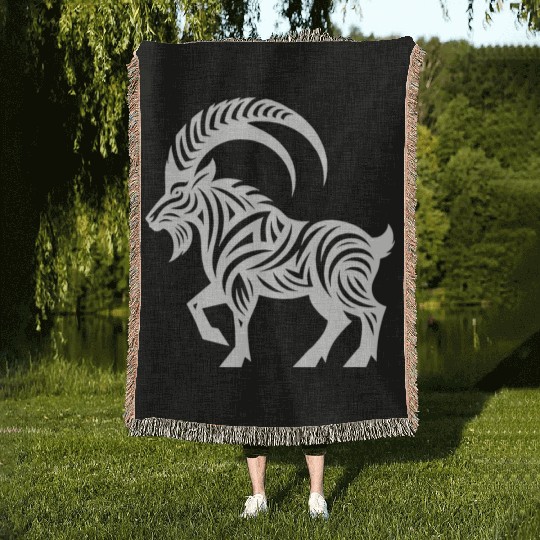 Capricorn Tattoo Style Woven Blankets