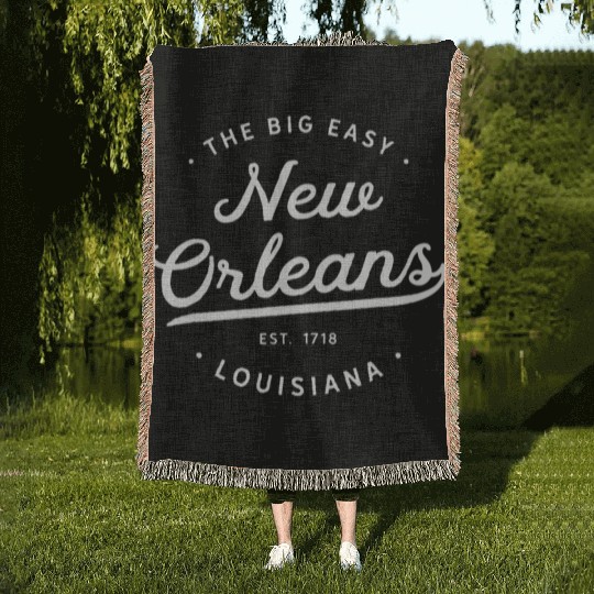 Classic Retro Vintage New Orleans Louisiana Big Woven Blankets