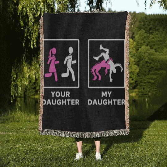 Your Daughter My Daughter Wrestling Mom Woven Blankets