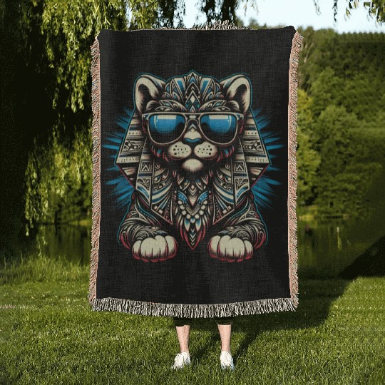 Cartoon sphinx cute and fun, vintage, Dark better Woven Blankets