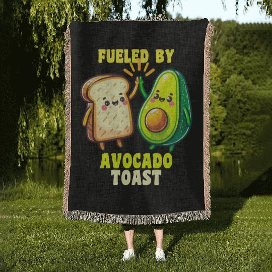 Fueled By Avocado Toast Cute Characters Woven Blankets