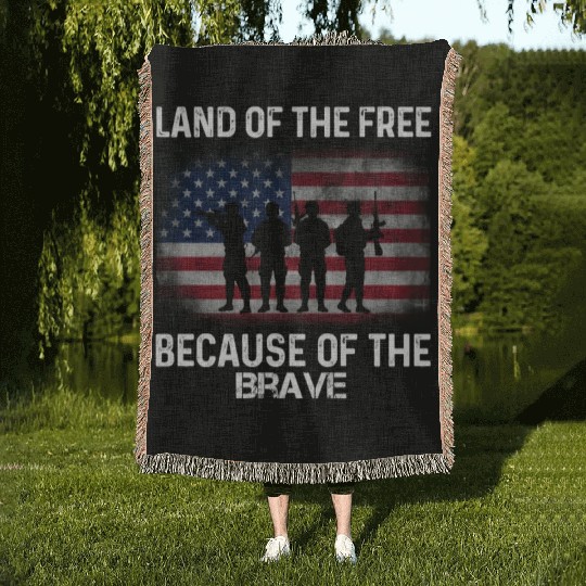 Land of the free because of the brave Woven Blankets
