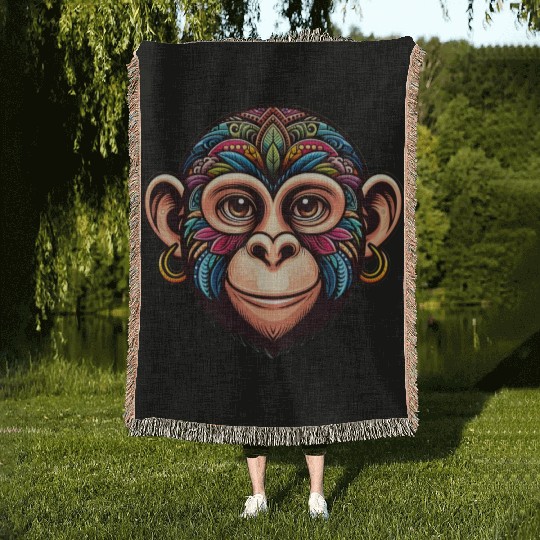Cute Monkey Face Woven Blankets