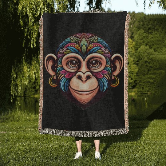 Cute Monkey Face Woven Blankets