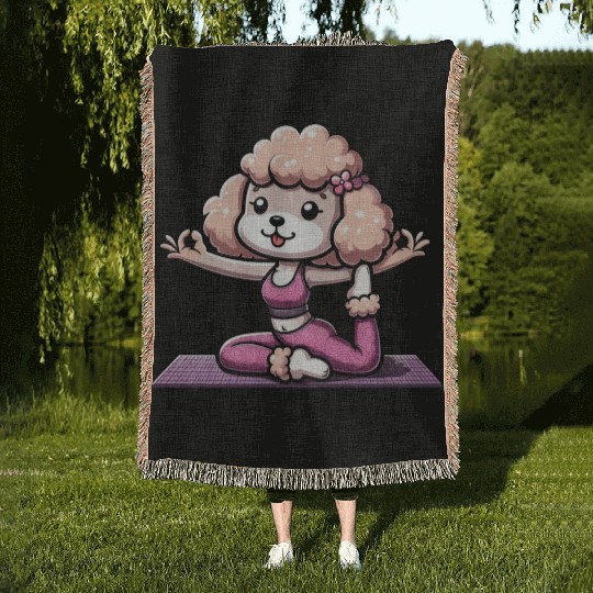 Poodle Lady Yoga Workout & Meditation Woven Blankets