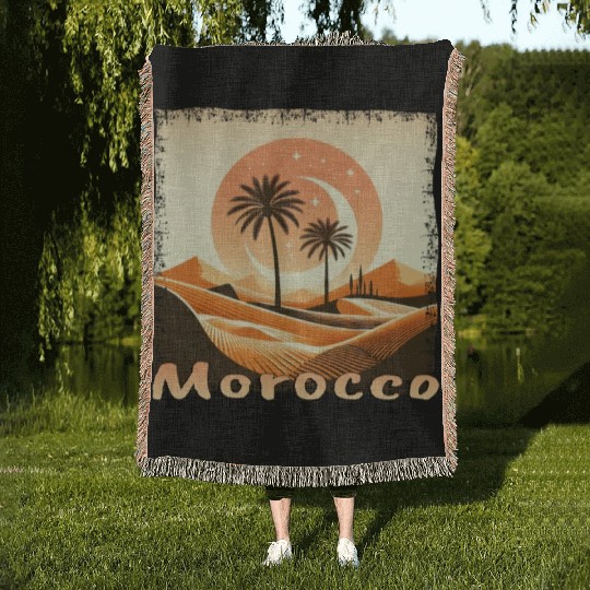 Morocco Sahara Sunset with Palm Woven Blankets