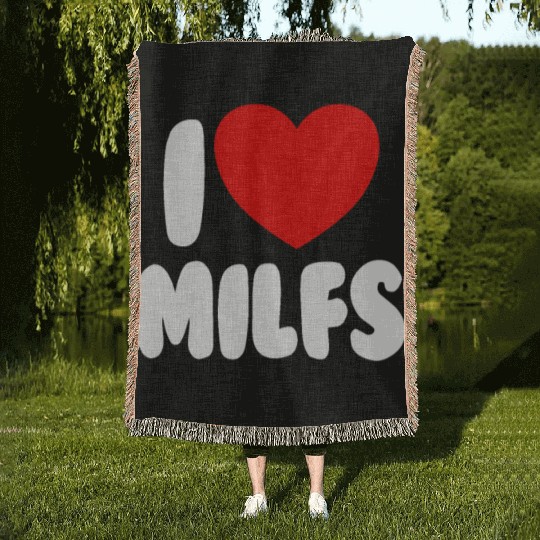 I Love MILFS Red Heart Love Hot Moms I Love MILFS Woven Blankets