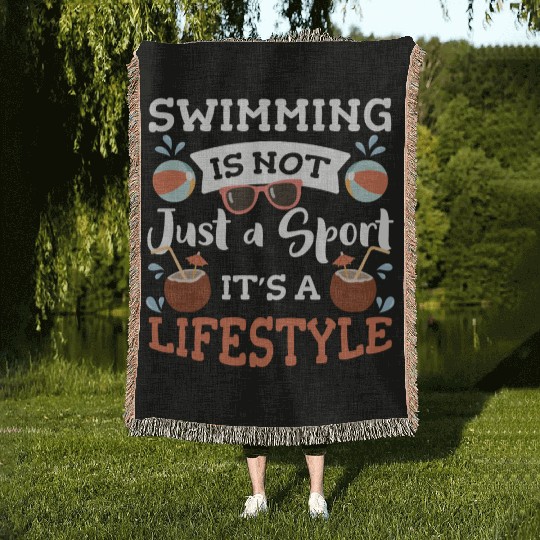 Swimming Summer Sun Woven Blankets