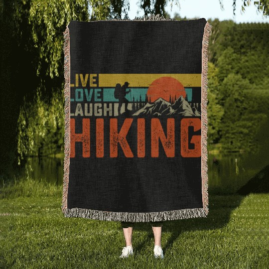 Live love laugh hiking Woven Blankets