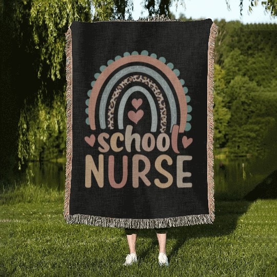 Rainbow Leopard Print School Nurse Back To School Woven Blankets