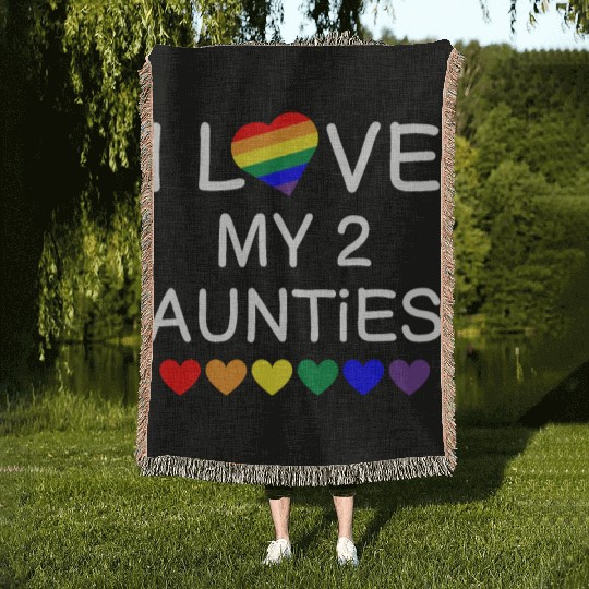 I Love My 2 Aunties Pride Baby Gay Aunt Toddler Woven Blankets