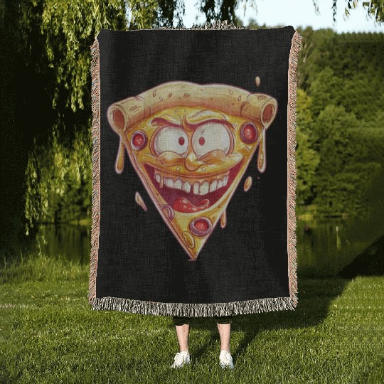 Cheesy Grinning Slice Captures Joy Woven Blankets