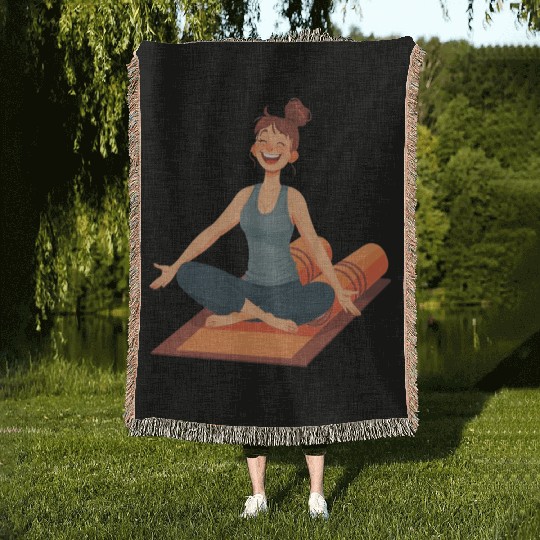 Joyful Yoga Moment Meditation Pose Woven Blankets