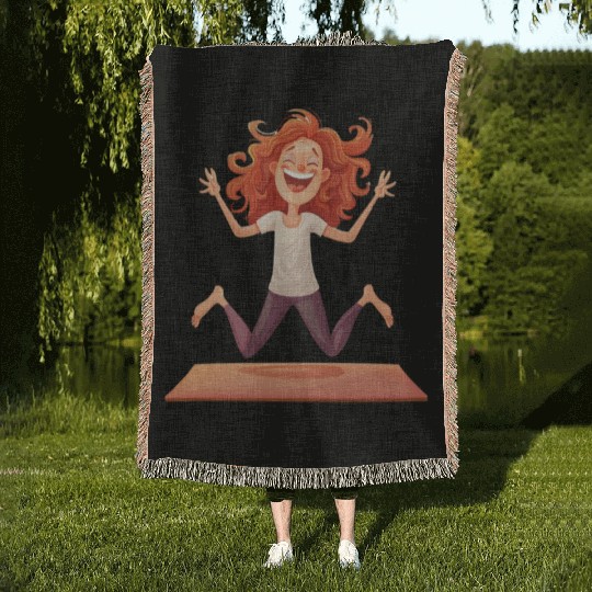 Joyful Yoga Moment Meditation Pose Woven Blankets