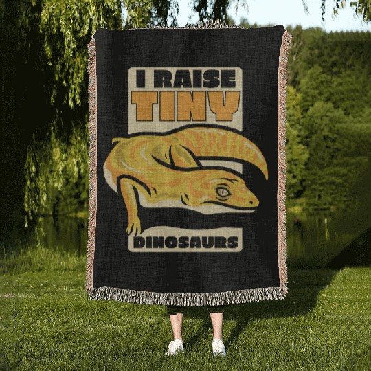 I Raise Tiny Dinosaurs Gekkota Crested Lizard Woven Blankets