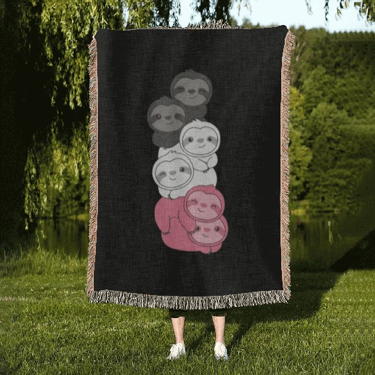 Femaric Flag Pride Lgbtq Cute Sloth Woven Blankets