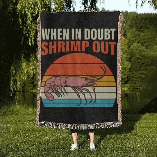 When In Doubt Shrimp Out Retro BJJ Brazilian Woven Blankets