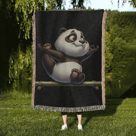 Panda Yoga Meditation Gymnastics Woven Blankets