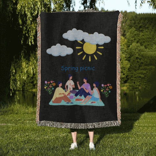 Spring picnic 1 Woven Blankets
