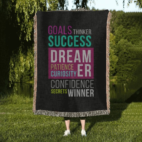 Vintage Artwork Dreamer Motivational Quotes Woven Blankets