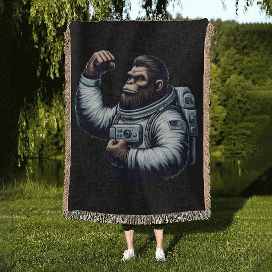 Astronaut Monkey Chimpanzee Gorilla Woven Blankets