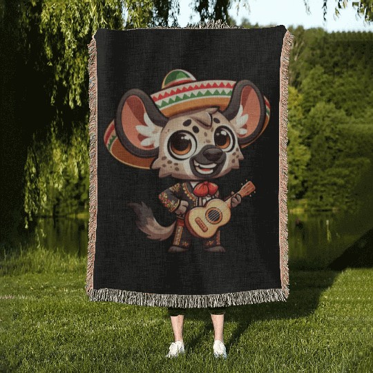 Cinco de Mayo Hyena Giraffe Mariachi Woven Blankets