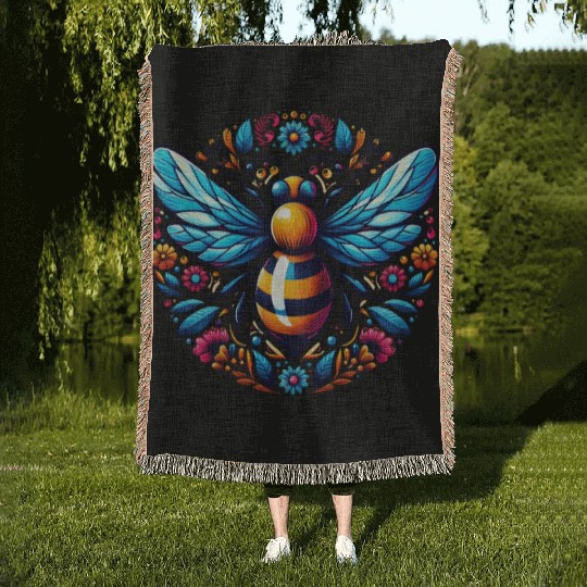 Queen Bee Jewelry Jewels Cute Beekeeping Beekeeper Woven Blankets
