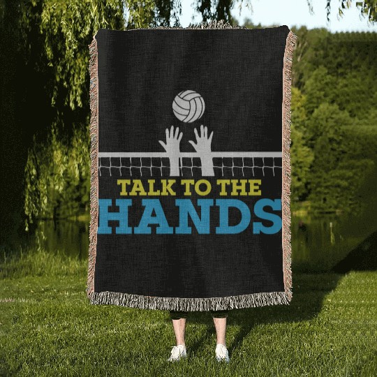 Funny Volleyball Player Talk To The Hands Woven Blankets