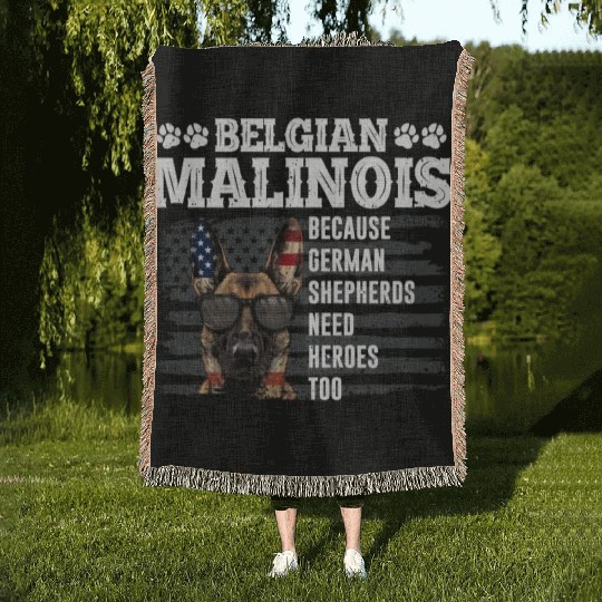 BELGIAN MALINOIS GERMAN SHEPHERDS NEED HEROS TOO Woven Blankets